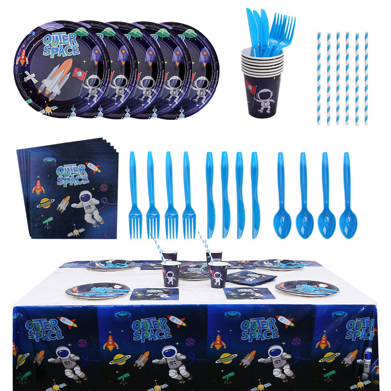 宇航员星球火箭儿童套餐桌布拉旗