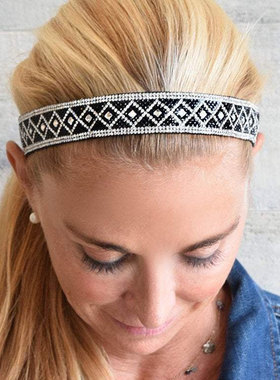 普拉提发带Sweaty Bands 女珠片复古纯手工头止汗带头箍发箍发饰