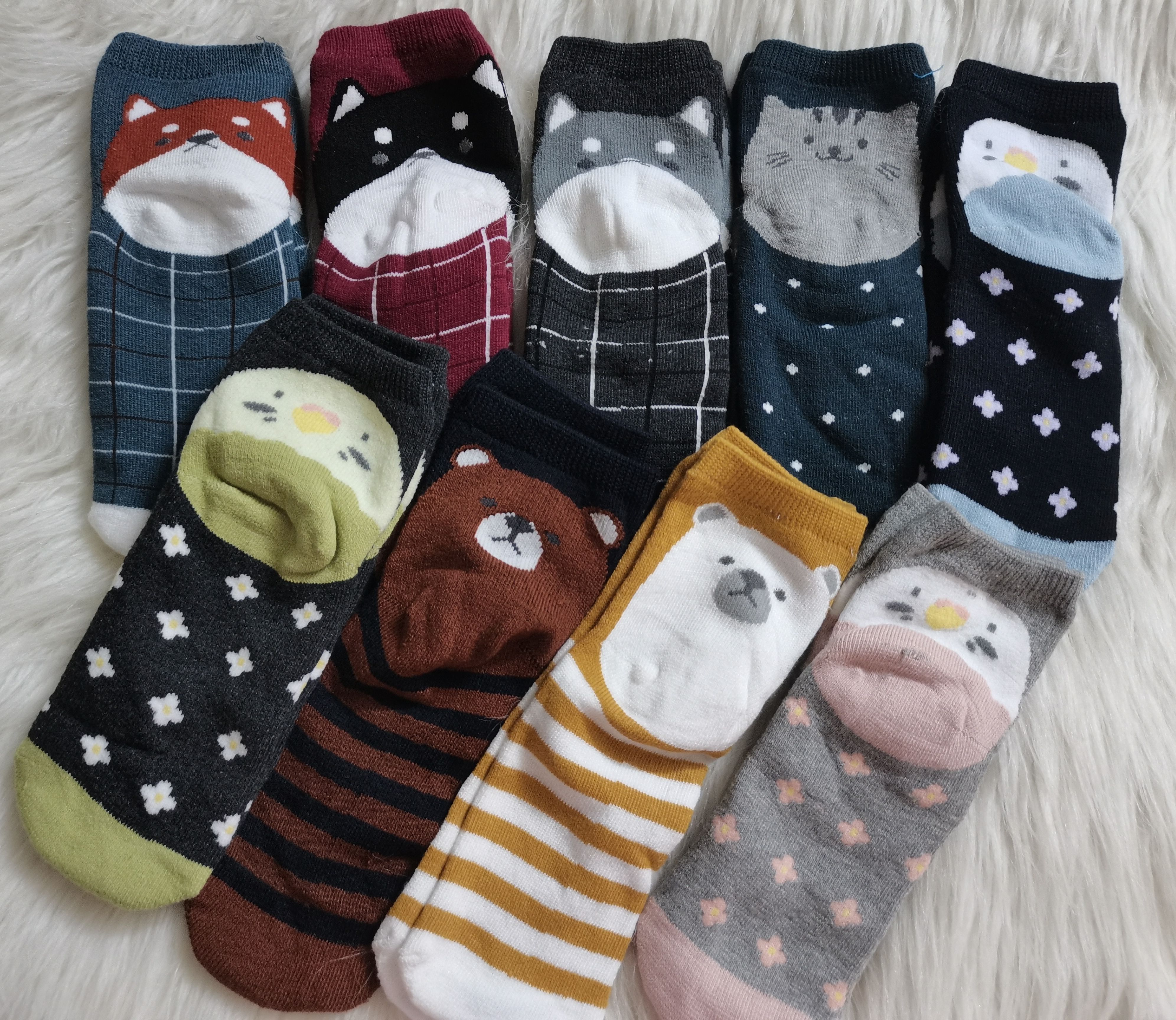 秋冬厚款外贸卡通小狗小鸡可爱卡通毛巾底短筒袜子可爱卡通袜子