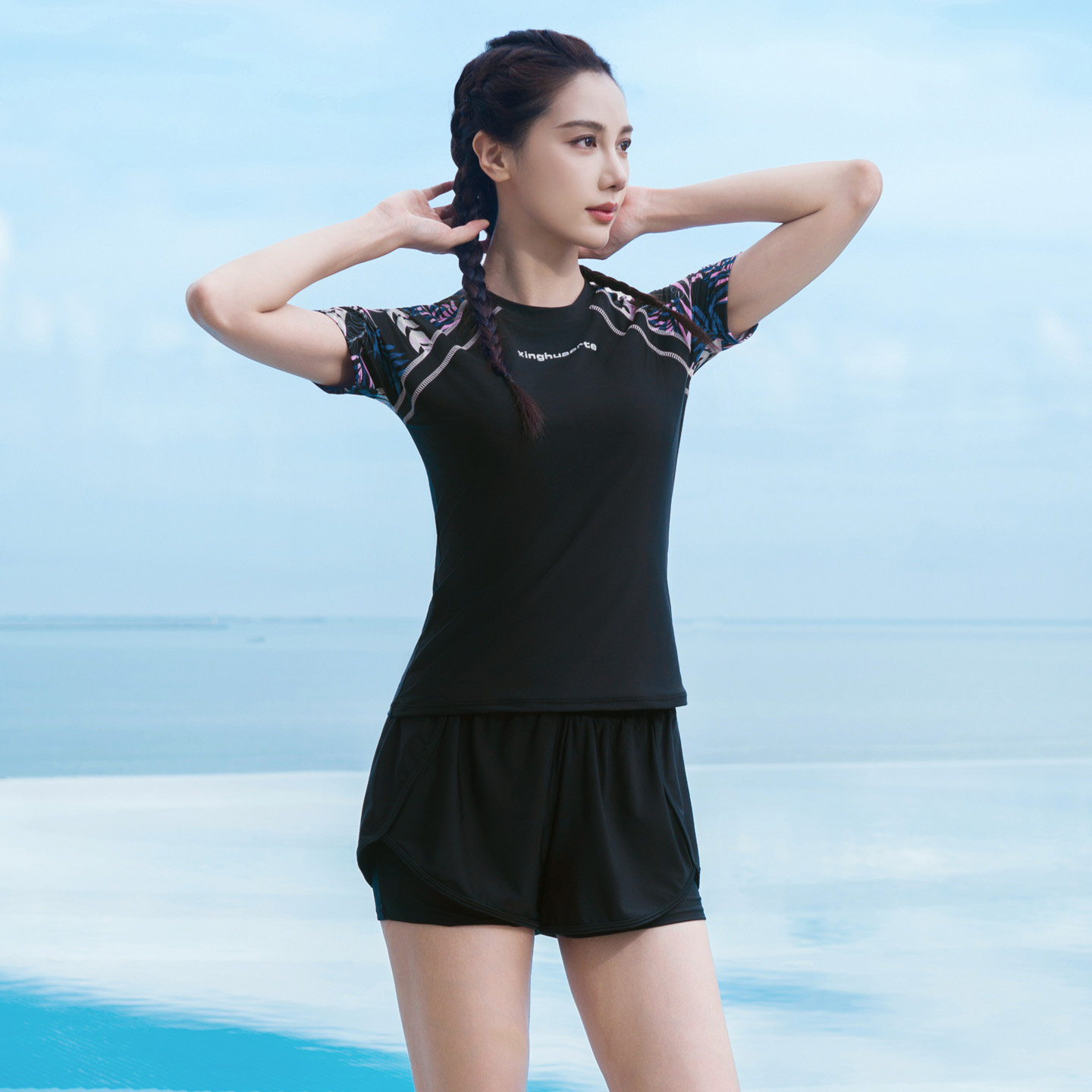 分体平角裤两件套泳衣女高级感2026新款游泳馆专用女士成人泡温泉