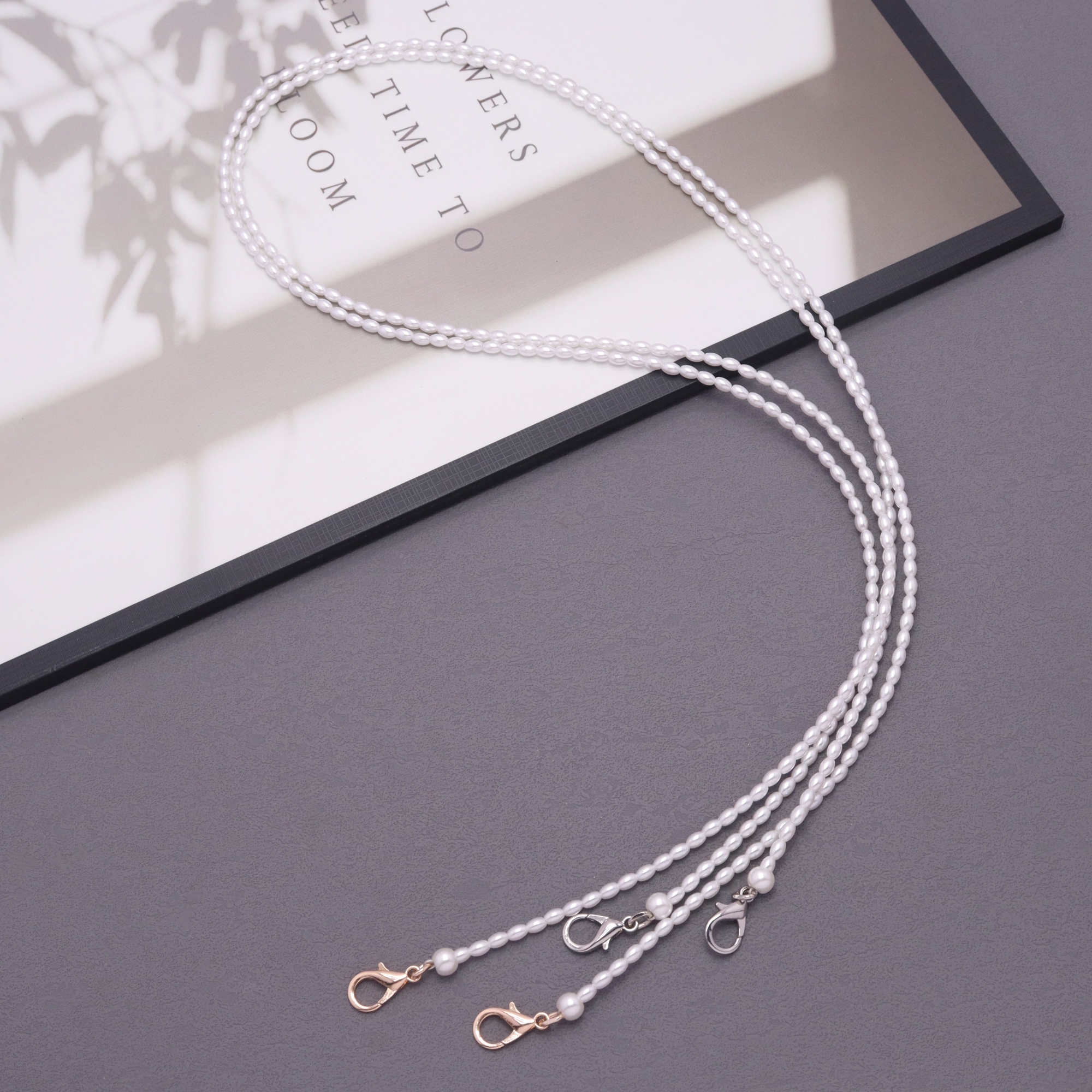 4mm小米珠珍珠链条配件长款包带斜挎链手机链绳斜背扩音器细链子