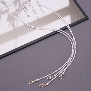 4mm小米珠珍珠链条配件长款包带斜挎链手机链绳斜背扩音器细链子