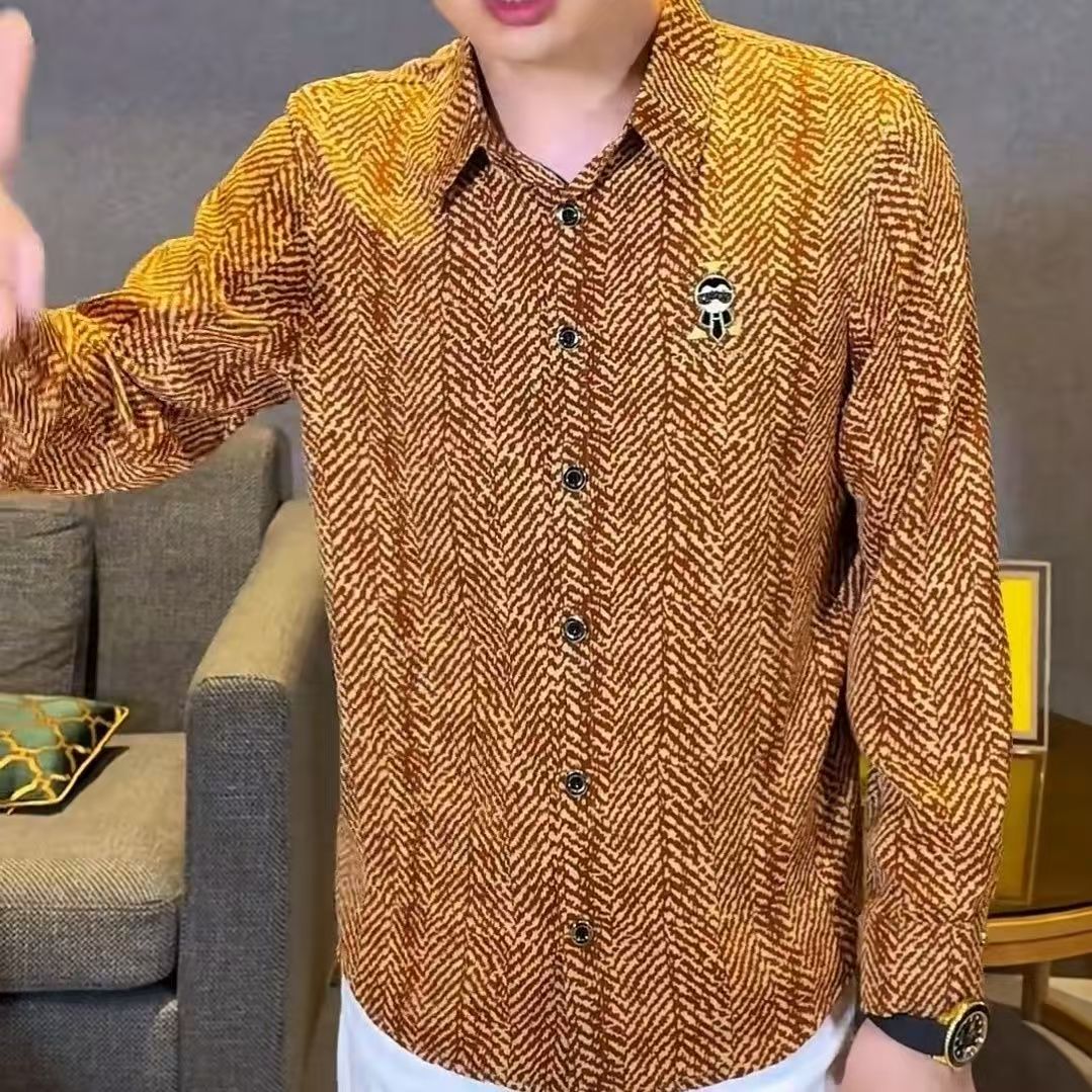 时尚长袖高级感麦穗元素秋日独特流行设计师款长袖上衣衬衫冰丝