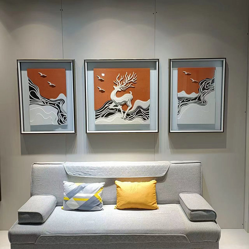 高档砂岩立体有框实物装饰画