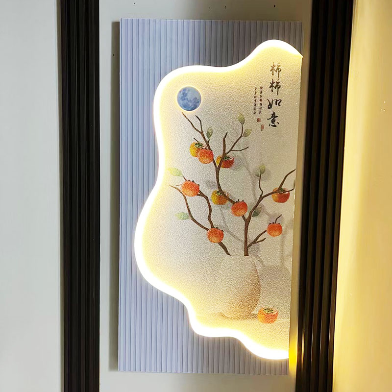 玄关奶油风led挂画灯画