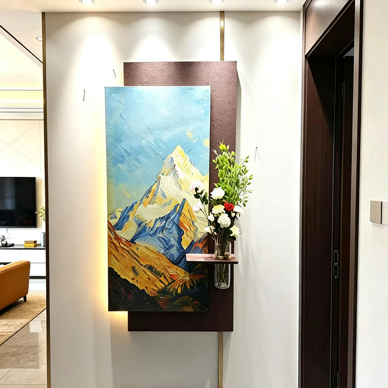 砂岩叠加玄关挂画led灯