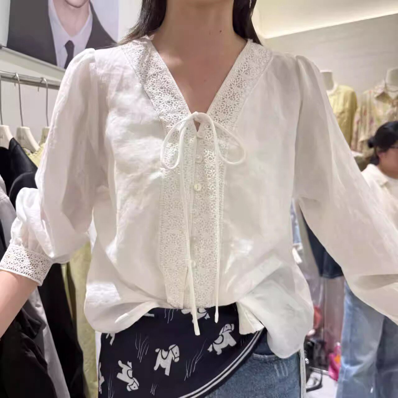 26年夏季100%全苎麻时尚百搭防晒宽松显瘦洋气白色绝美长袖衬衫女