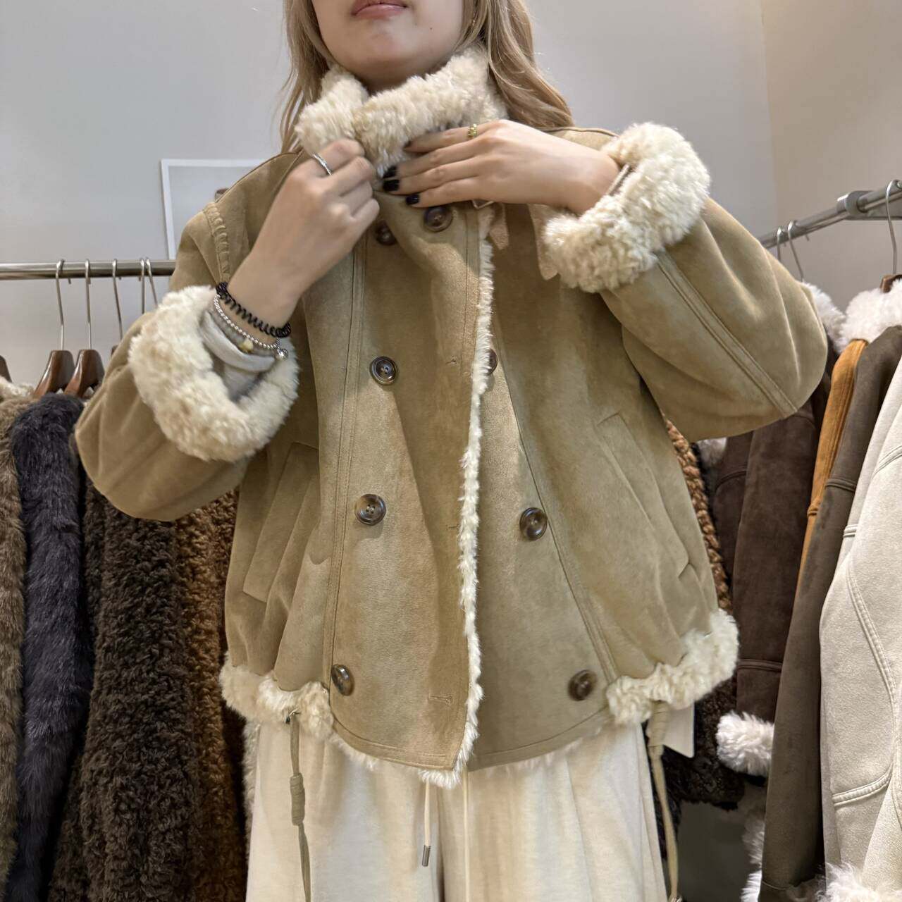 复古时尚羊羔毛皮毛一体麂皮绒外套女秋冬厚机车服短外套夹克棉服