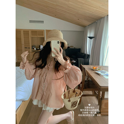 YYSTUFF/「闭店福利」法蕾娃娃衫 高支苎麻棉甜美薄款气质上衣女