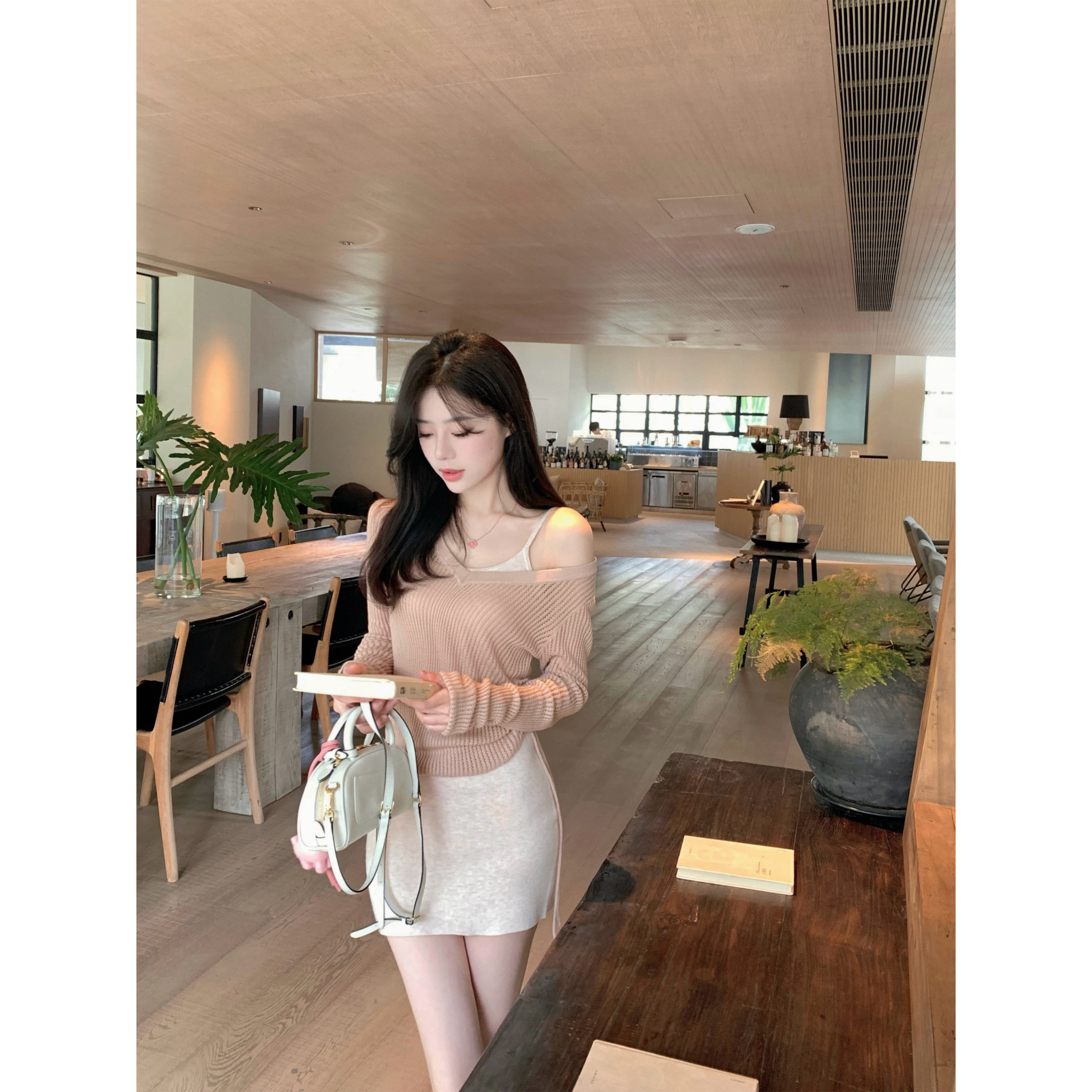 YYSTUFF/「闭店3折福利」镂空罩衫吊带裙两件套女春夏百搭上衣