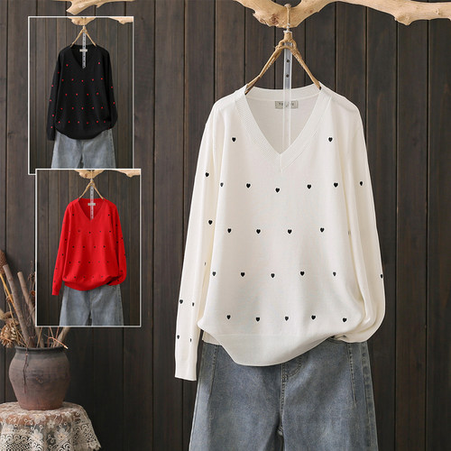 秋季大码200斤V领毛衣女