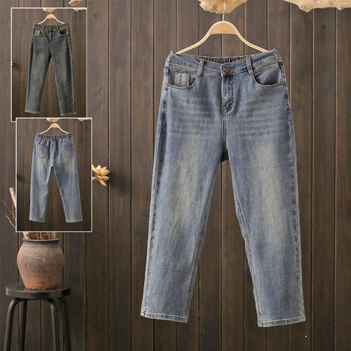 春秋200斤韩版新款高腰牛仔裤