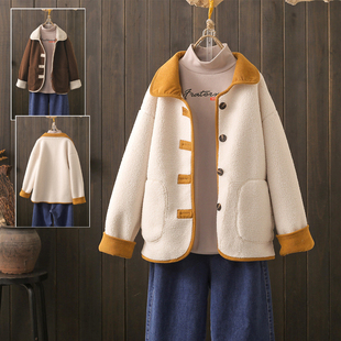 秋冬大码 高级感皮毛一体羊羔毛绒外套 200斤显瘦盐系上衣胖mm时尚