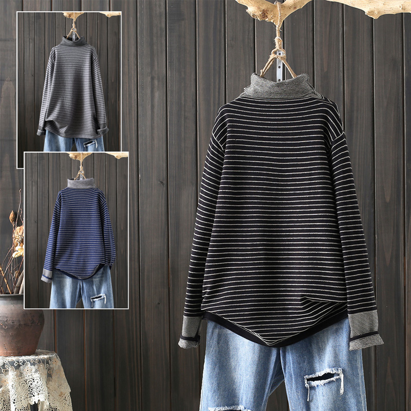 秋冬大码文艺韩版高领打底针织衫