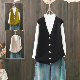 潮 v领开衫 春秋大码 200斤马甲针织背心女外穿百搭坎肩宽松上衣无袖