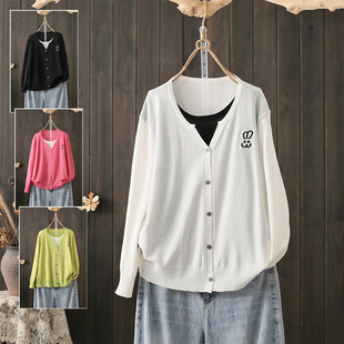 小衫 胖mm遮肚独特上衣薄款 200斤显瘦假两件v领针织打底衫 春秋大码