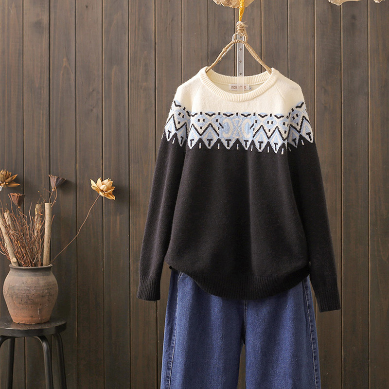 秋冬大码200斤韩版胖mm圆领毛衣