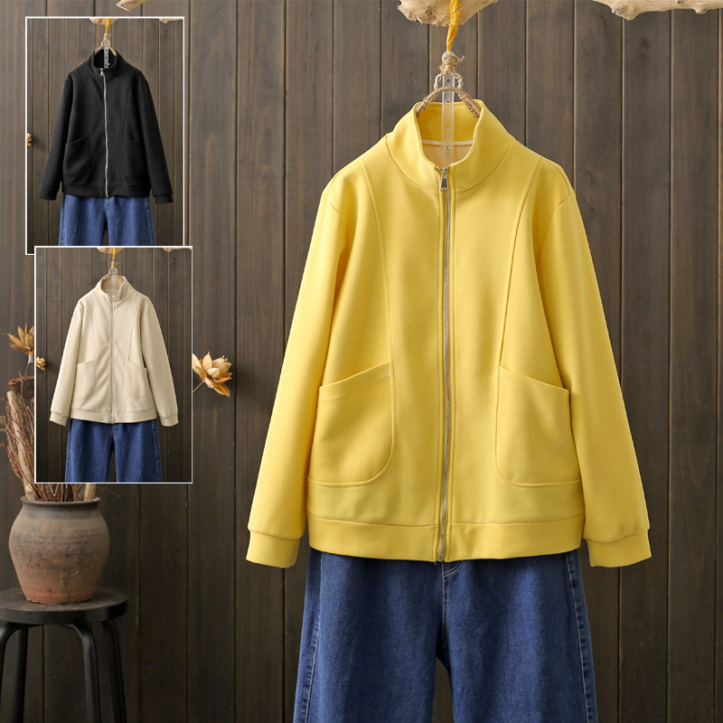 春秋大码200斤立领开衫外套