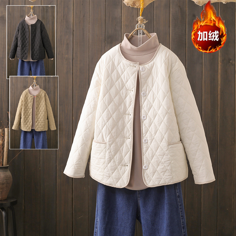 秋冬大码200斤双面穿菱形格棉衣