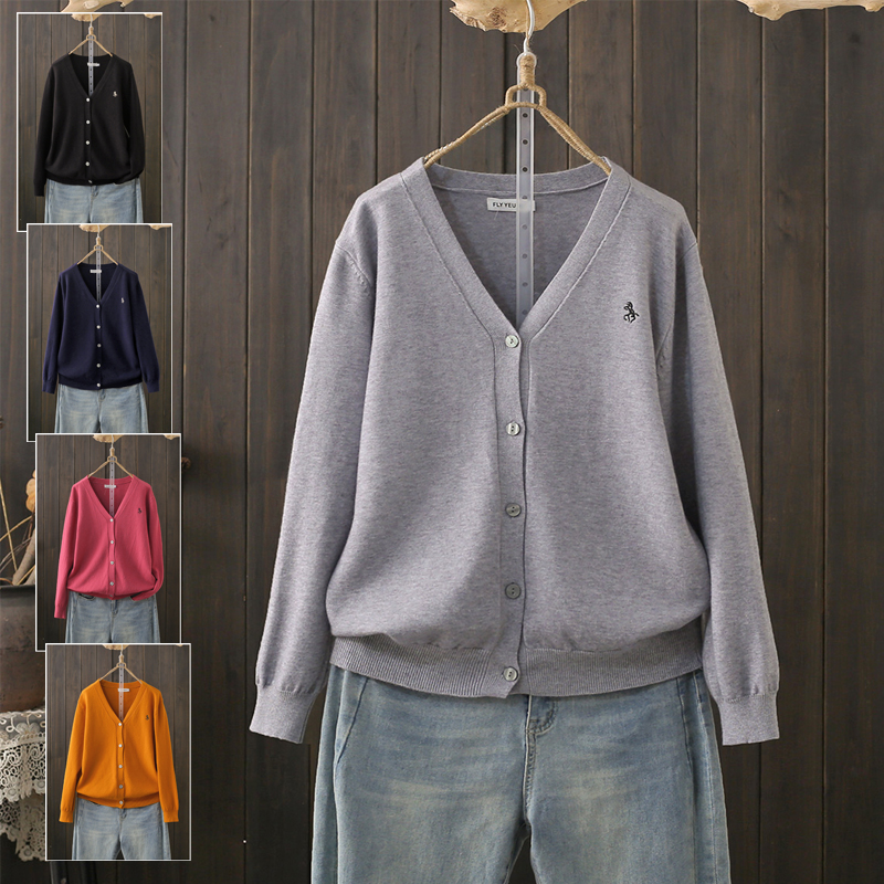 春秋200斤V领灰色软糯针织毛衣