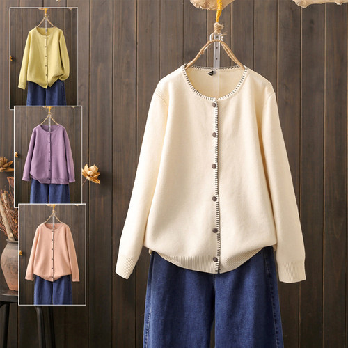 秋冬大码200斤胖mm明线针织开衫