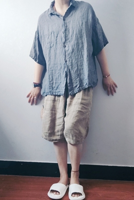 左岸风格原创设计款亚麻短袖女2025新款文艺复古纯色棉麻宽松小衫