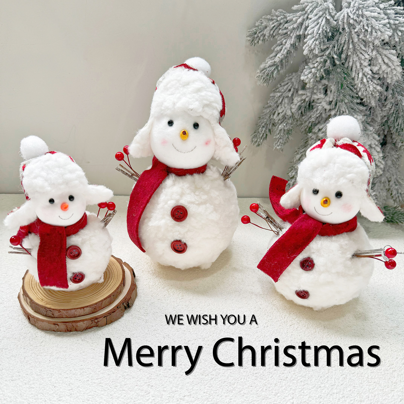 新款毛绒针织圣诞雪人公仔娃娃摆件装饰品圣诞节桌面氛围摆件