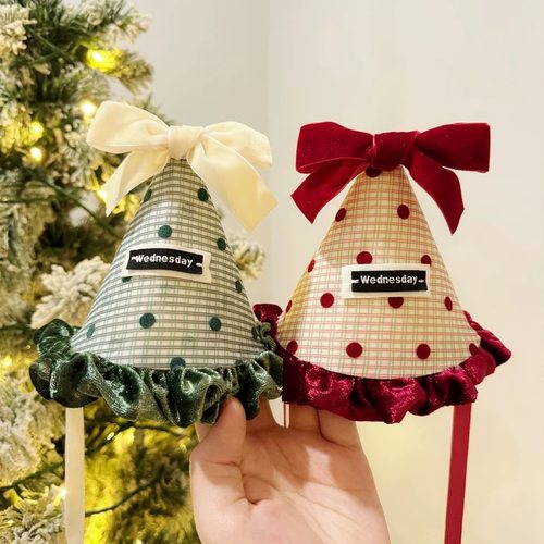 圣诞头饰丝绒蝴蝶结夹子