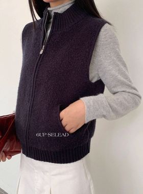 6UP韩系正品羊毛叠穿毛衣背心女广州13行休闲秋冬针织马甲50503