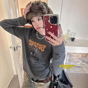 FISH 绘画BOY字母印花加绒百搭长袖 新款 t恤625723 2025冬季