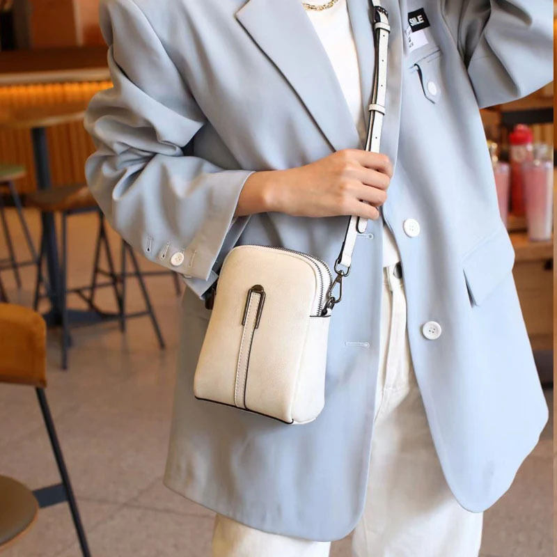 高级油蜡皮单肩小包包潮