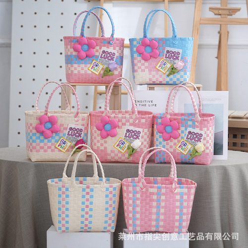 彩色编织菜篮子包伴手礼手拎包
