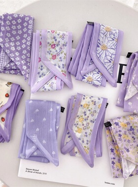 飘带丝巾洋气时尚绑头发丝带发带头绳头饰包包装饰春季紫色系新品