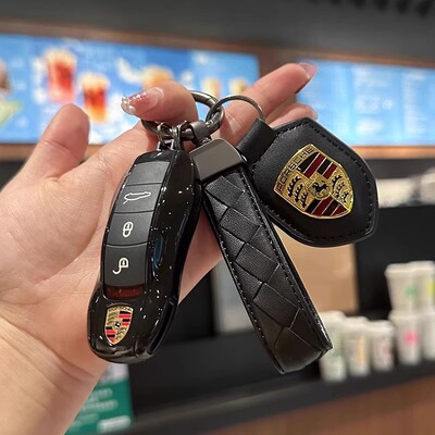 适用于保时捷黑玉钥匙壳Macan卡宴718帕拉梅拉911/taycan改装钥匙