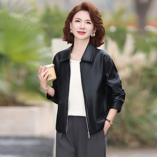 中年女人皮衣2026新款春装妈妈外套端庄大气今年流行好看PU皮夹克
