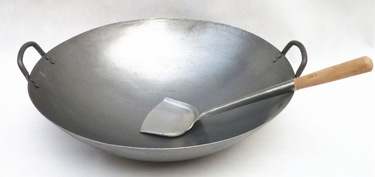 精品加厚熟铁炒锅爆炒单双耳柄炒菜锅手打铁深锅酒店家庭铁锅