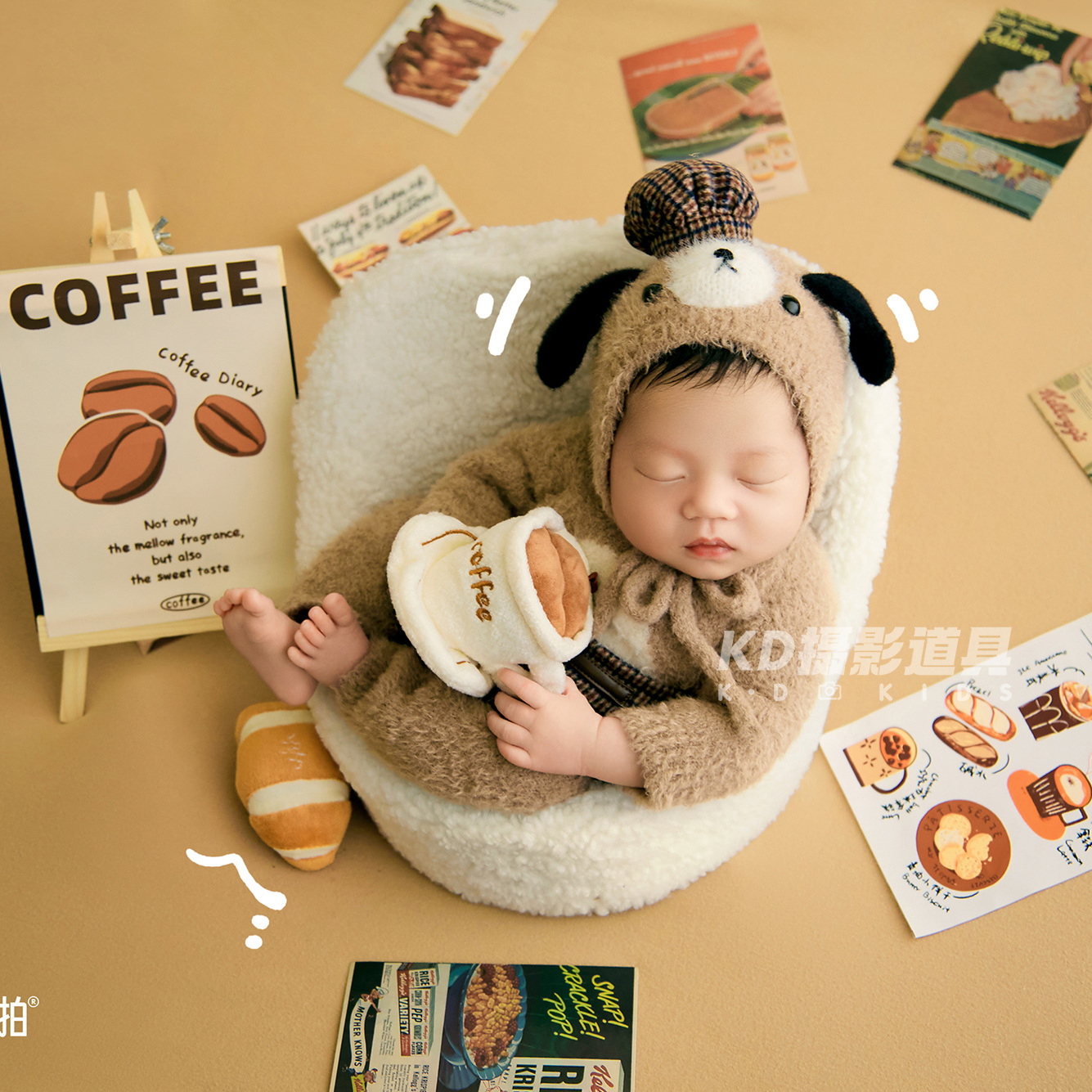 动物卡通造型拍照衣服kd满月道具婴儿摄影服装影楼新生儿主题正版