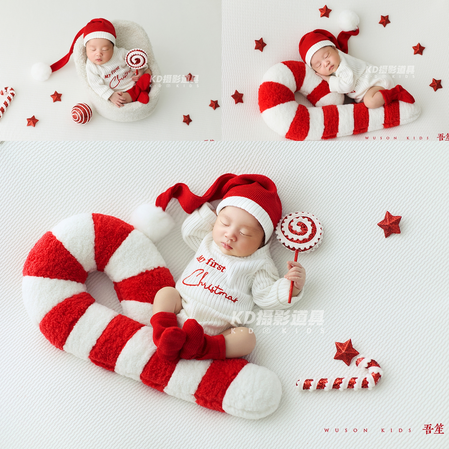 kd摄影道具圣诞节新生儿拍照衣服初生婴儿照相服装影楼月子照主题