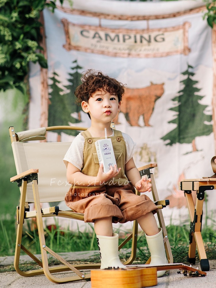 黑桃道具儿童摄影服装周岁男孩外景衣服影楼中童露营休闲主题新款