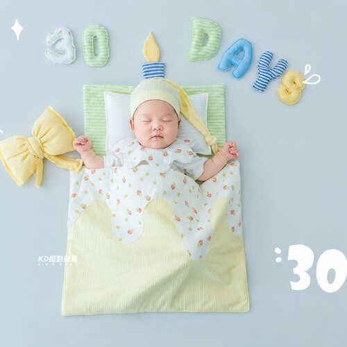 KD满月字母道具初生婴儿拍照睡袋新生儿摄影服装影楼月子照主题