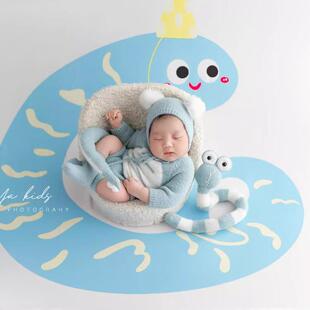 蛇年婴儿道具新生儿摄影服装满月拍照衣服影楼蛇宝宝月子照主题