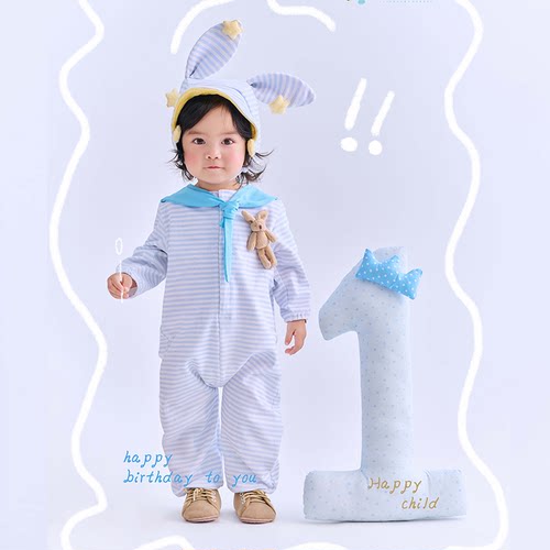 儿童摄影服装新款周岁婴儿拍照衣服影楼宝宝可爱主题1岁生日道具