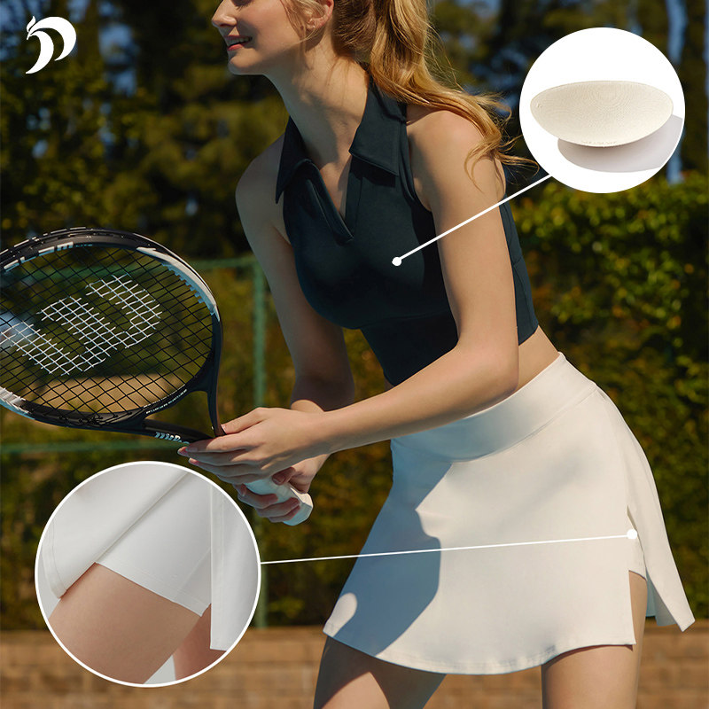 KEEE运动专业跑步运动套装速干女瑜伽服含胸垫网球羽毛球裙防走光