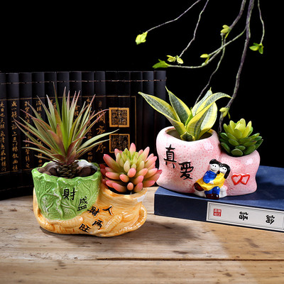 陶瓷花盆双口个性创意复古