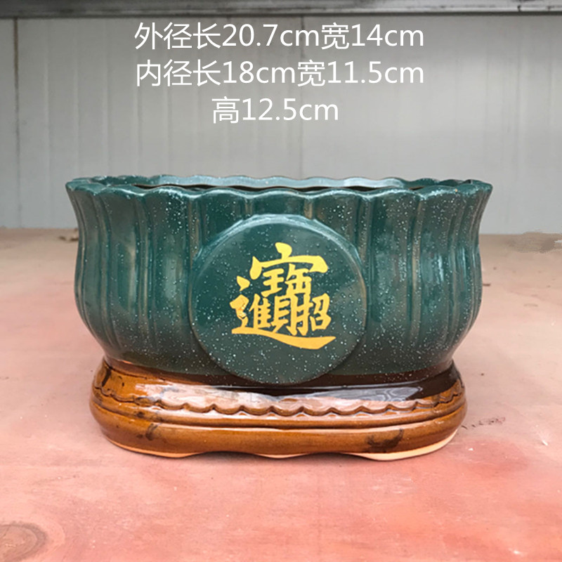 陶瓷花盆家用长方形粗陶复古中式花器客厅摆件高档特价盆景盆栽盆