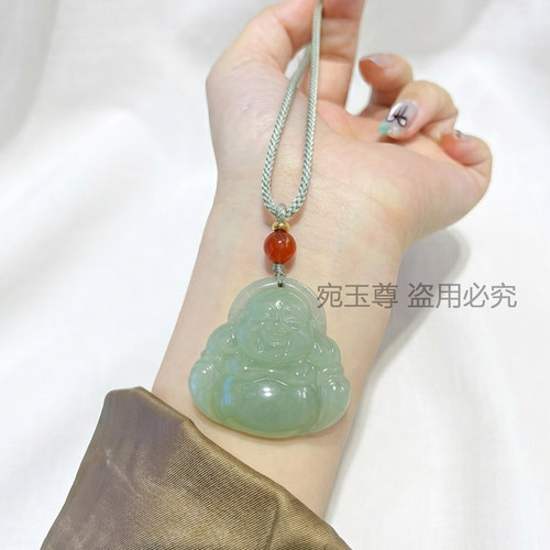 天然东陵玉佛公高冰高透项链