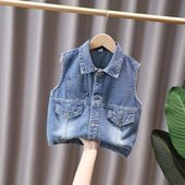 儿童牛仔马甲男孩背心外穿春秋新款 外套休闲炸街上衣洋气马夹外套