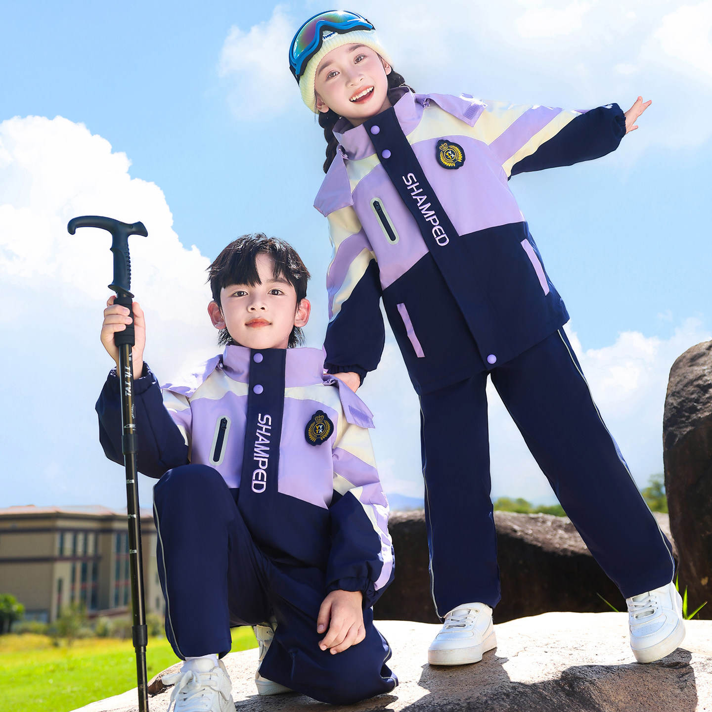 幼儿园园服冲锋衣套装加厚春秋冬季小学生班服校服儿童三五七件套