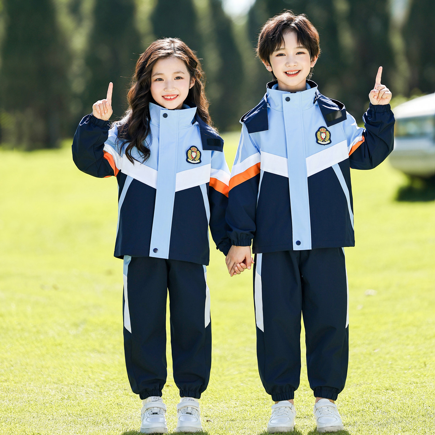 秋冬防风冲锋衣三件套校服园服