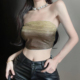 亮闪时尚 吊带背心女夏外穿蹦迪纯欲辣妹性感一字肩短款 抹胸上衣